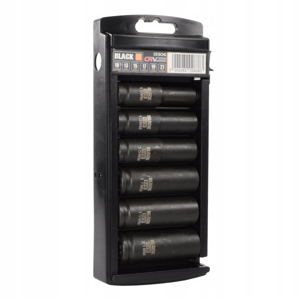 Professionaalne 1/2" löökpadrunite komplekt BLACK 10-21 mm 6 tk