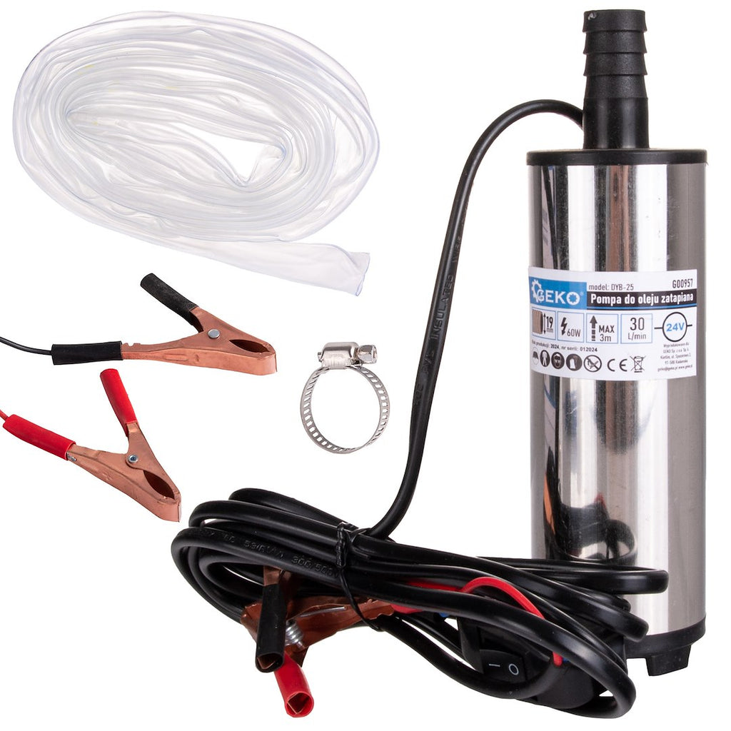 Submersible transfer pump for diesel, water and oil 24V + 3m hose
