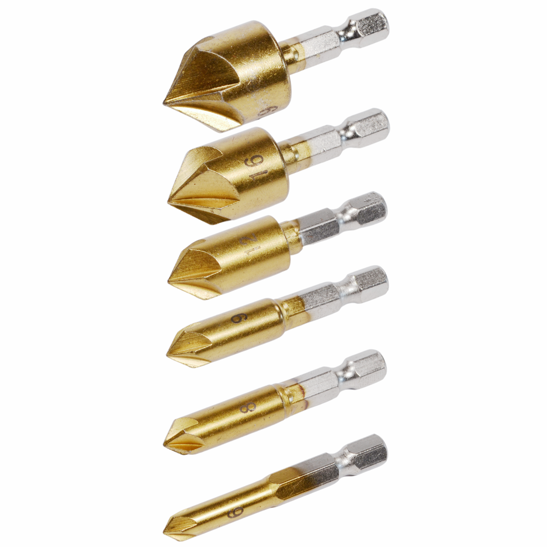 6-osaline freespuuride, koonuslõikurite ja faasimispuuride komplekt