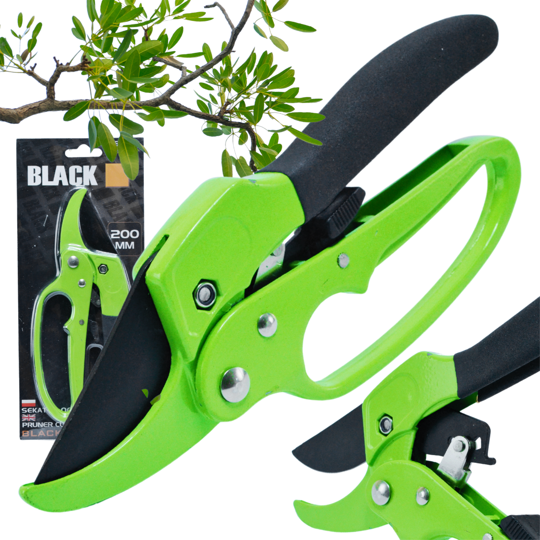 Black Garden Pruner with Ratchet Mechanism