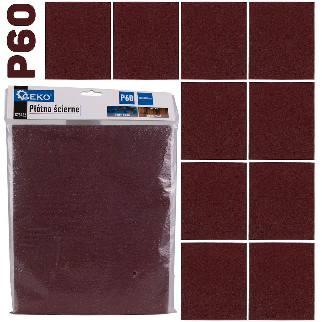 Abrasive cloth – sheet 230 x 280 mm P60 – Pack of 10