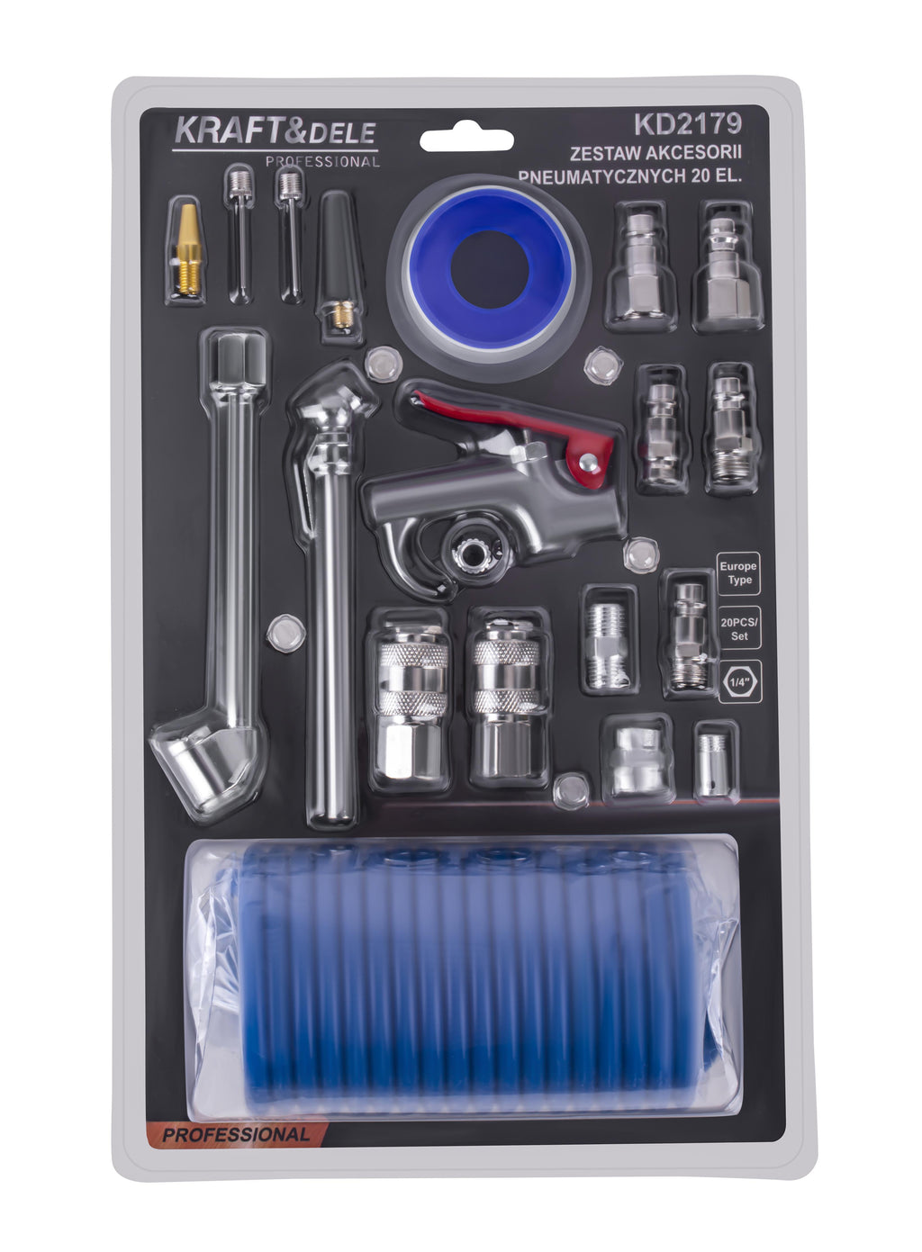 Pneumatic accessory set 1/4" 20pcs. KD2179