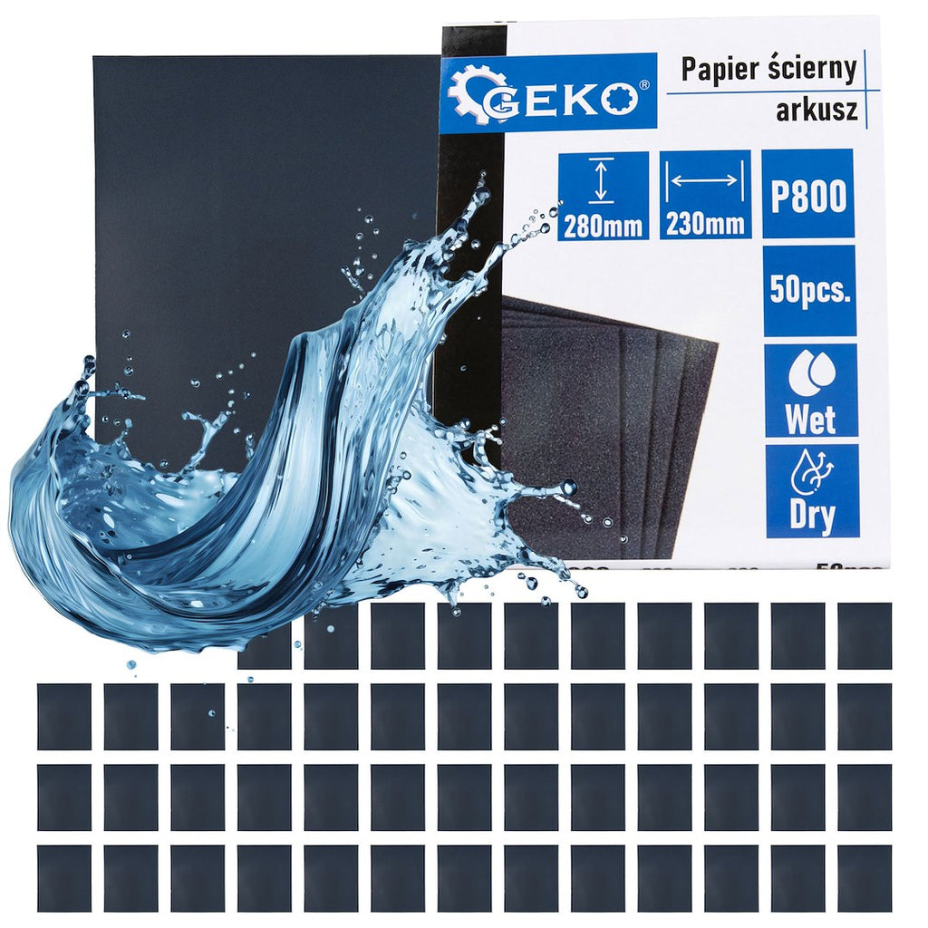 Waterproof sandpaper — sheet 230x280 mm, P800 – Pack of 50