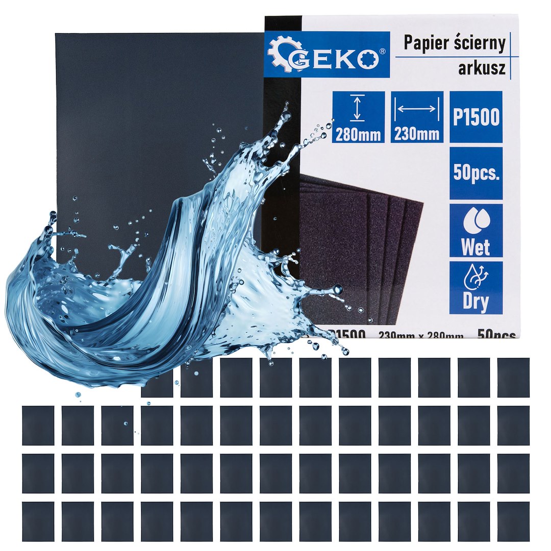 Waterproof sandpaper sheet 230x280mm, P1500 – Pack of 50