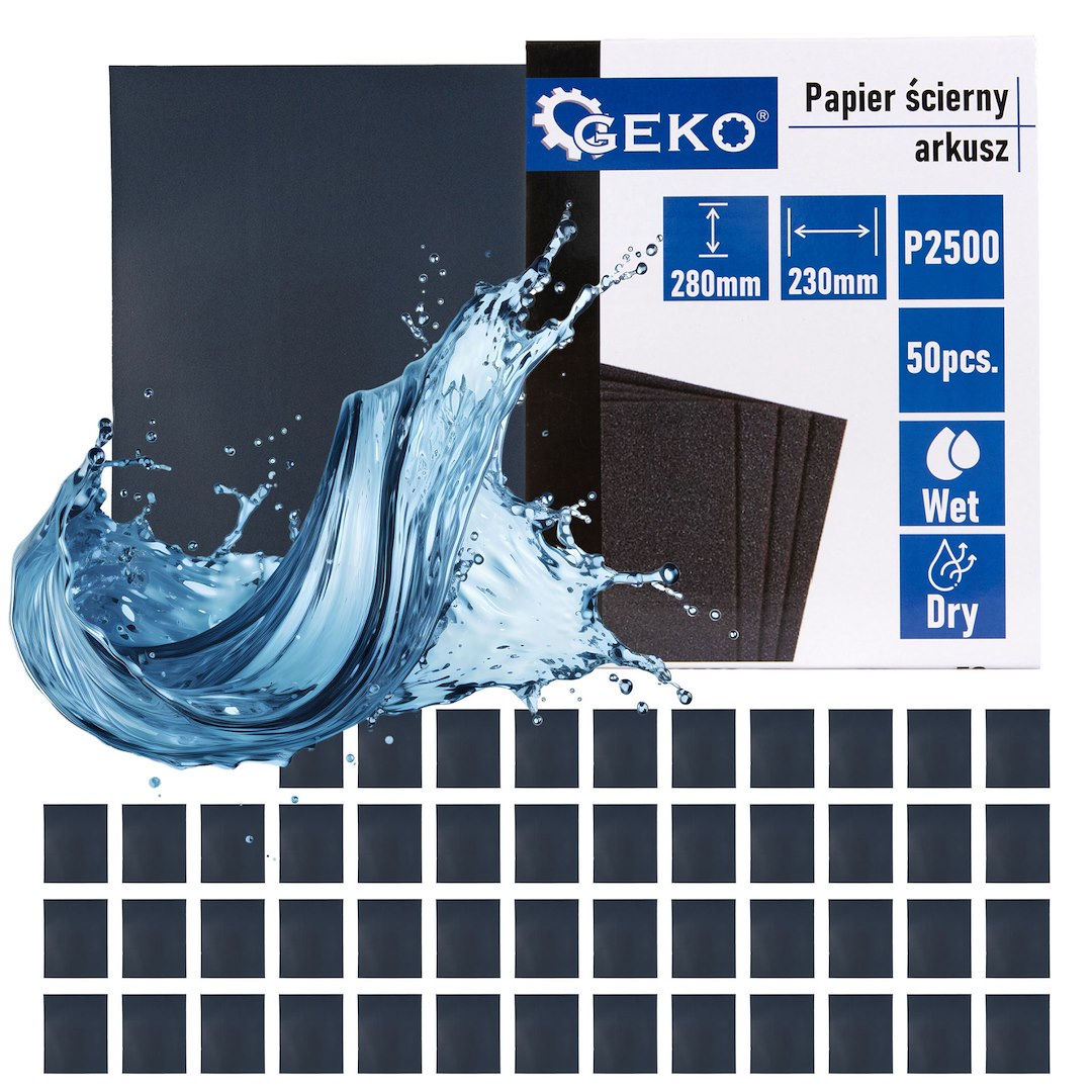 Waterproof sandpaper — sheet 230x280mm P2500 – Pack of 50