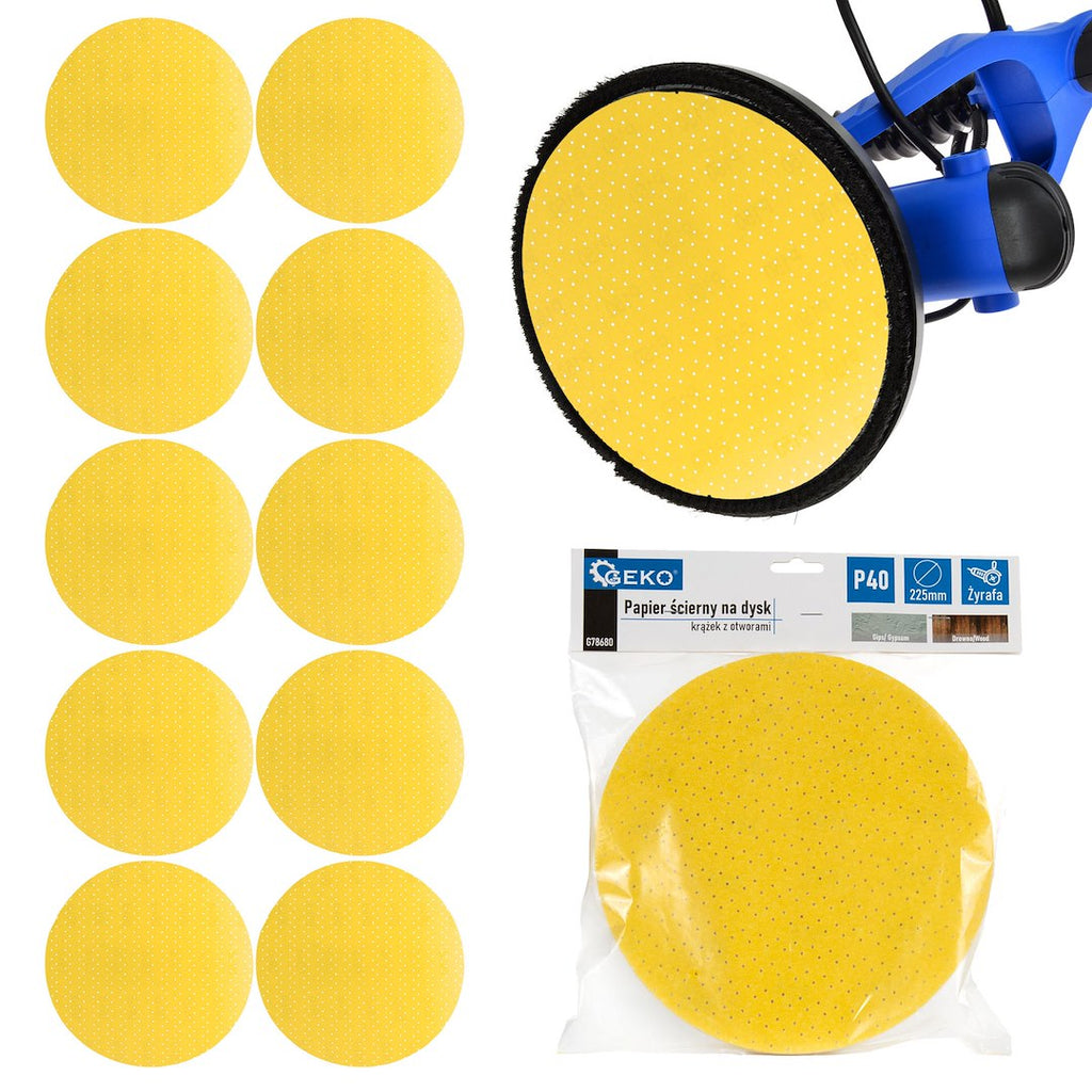 Aluminium Oxide Abrasive Yellow Disc for Giraffe Sander 225mm Grit 40 – Pack of 10
