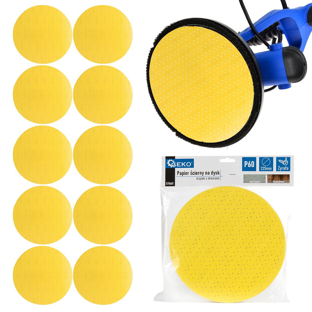 Aluminium Oxide Abrasive Yellow Disc for Giraffe Sander, 225 mm, Grit 60 – Pack of 10