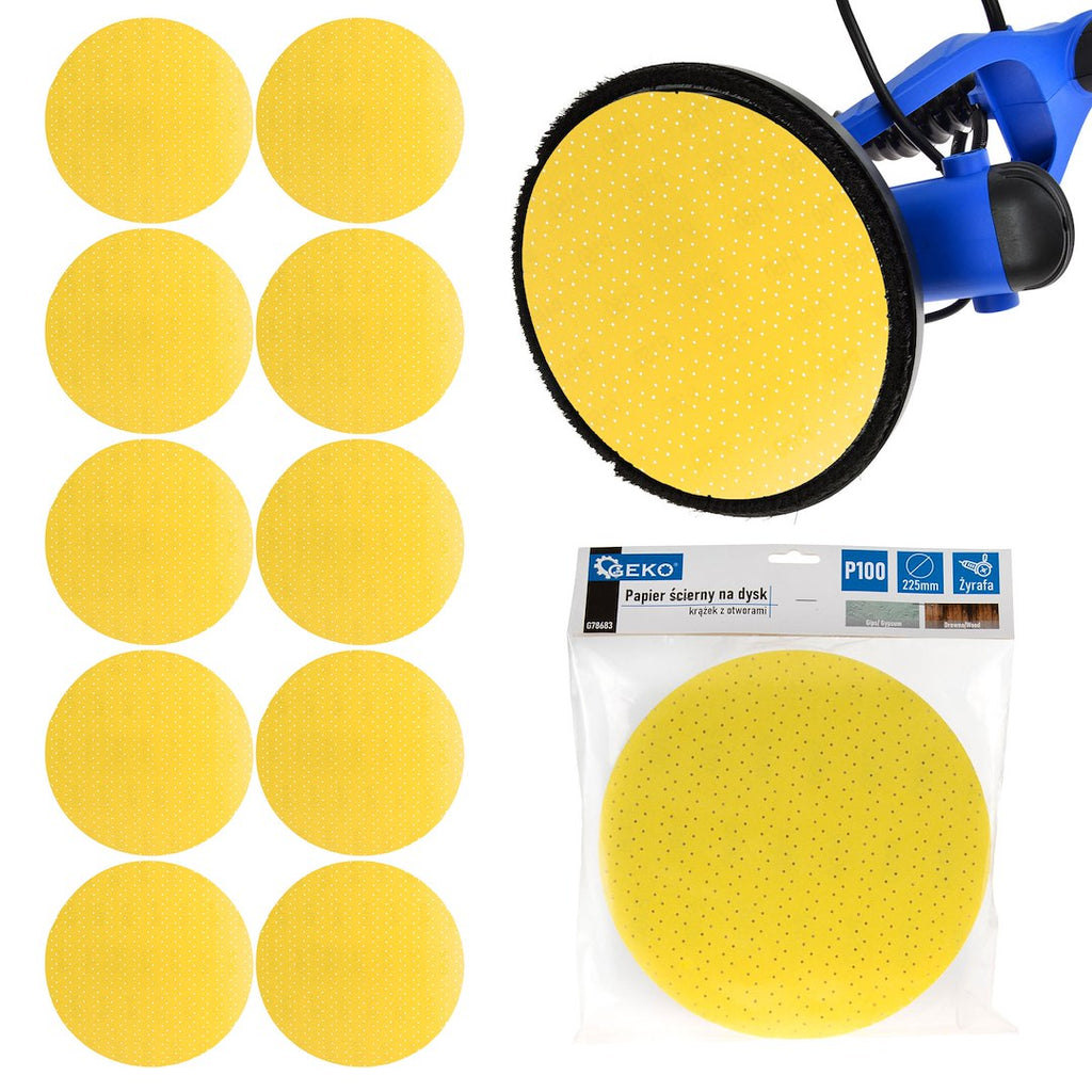 Aluminium Oxide Yellow Abrasive Disc for Giraffe Sander, 225 mm, Grit 100 – Pack of 10