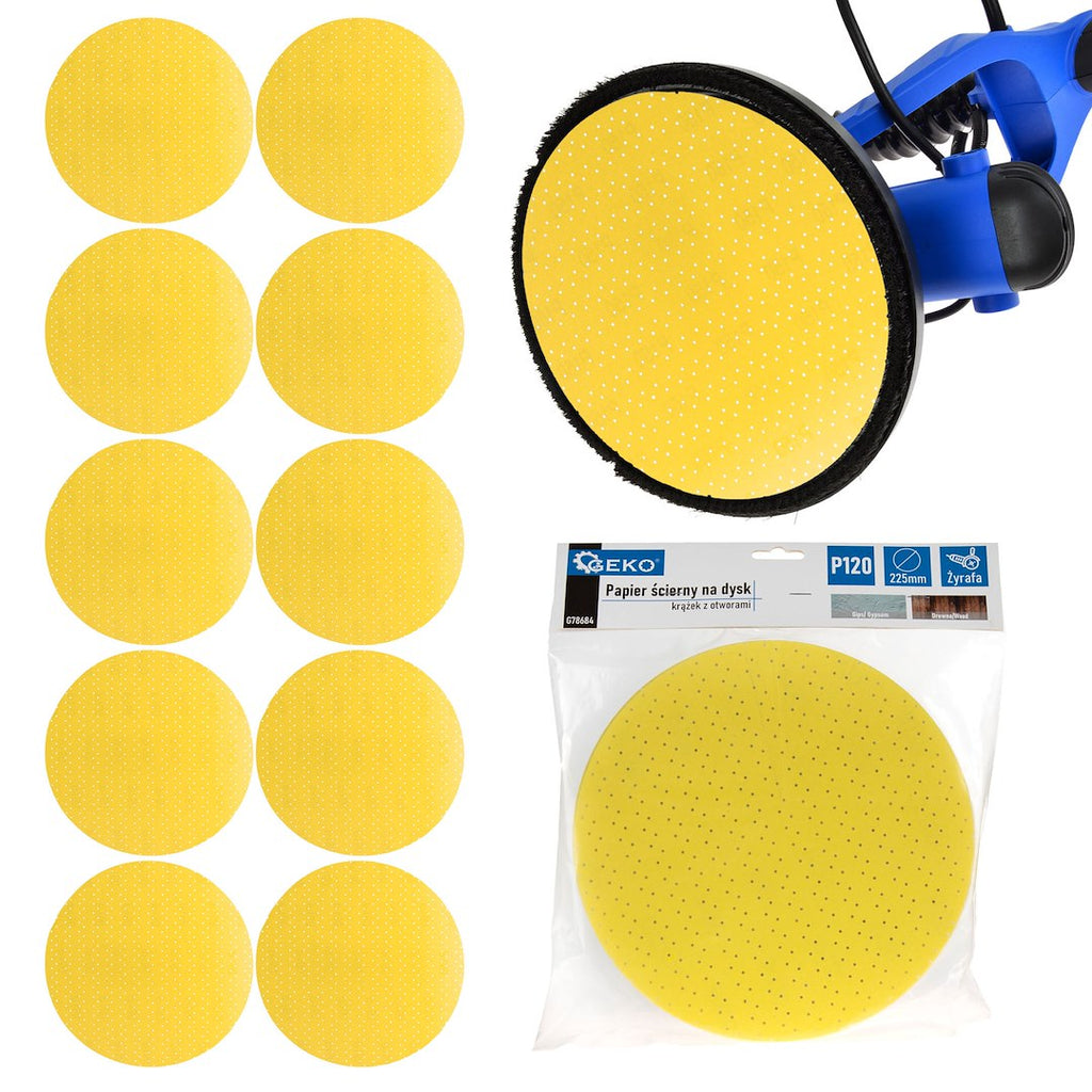 Aluminium Oxide Abrasive Yellow Disc for Giraffe Sander, 225mm, Grit 120 – Pack of 10