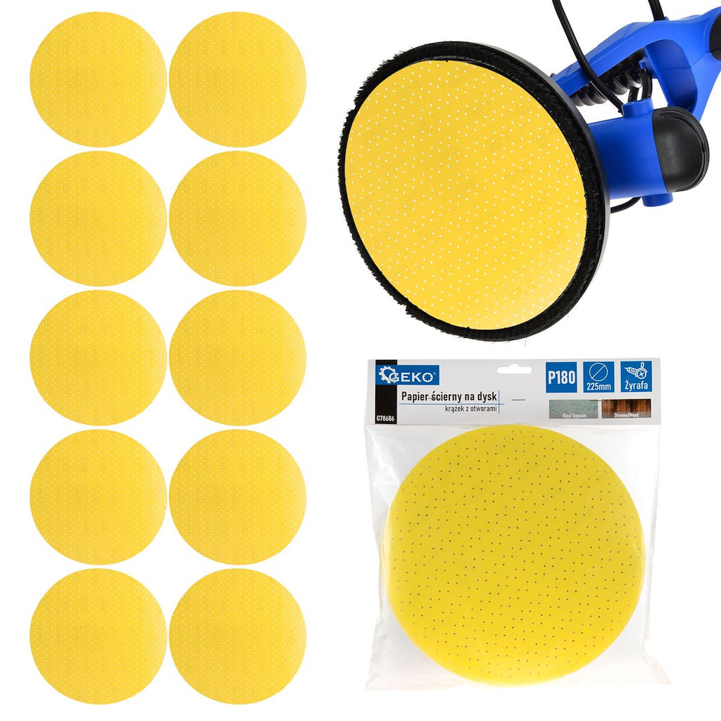 Aluminium Oxide Yellow Abrasive Disc for Giraffe Sander, 225mm, Grit 180 – Pack of 10
