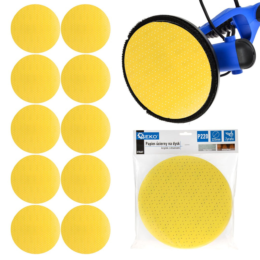 Aluminium Oxide Abrasive Yellow Disc for Giraffe Sander, 225 mm, Grit 220 – Pack of 10