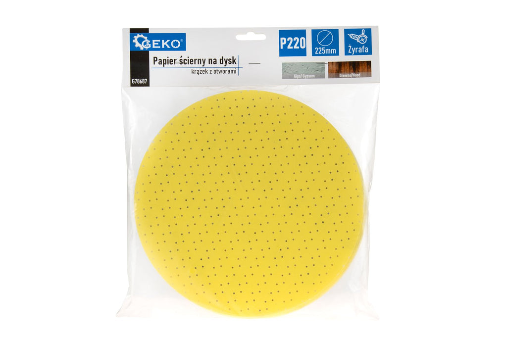 Aluminium Oxide Abrasive Yellow Disc for Giraffe Sander, 225 mm, Grit 220 – Pack of 10