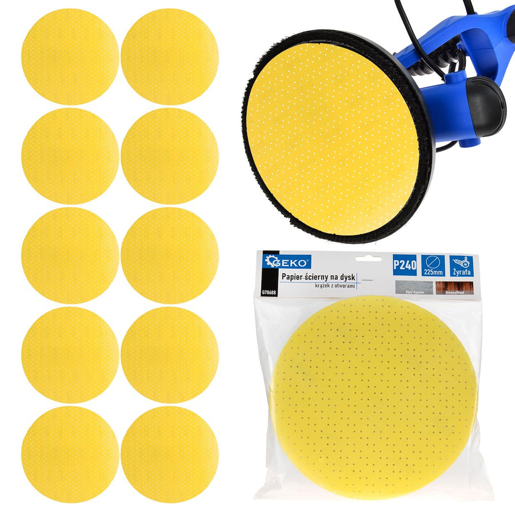 Aluminium Oxide Abrasive Yellow Disc for Giraffe Sander, 225mm, Grit 240 – Pack of 10