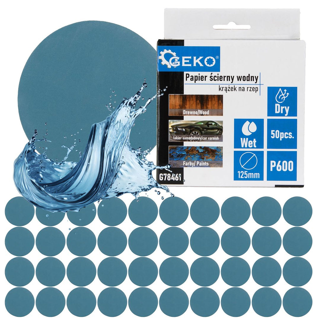Waterproof hook-and-loop sandpaper disc 125 mm P600 – Pack of 50