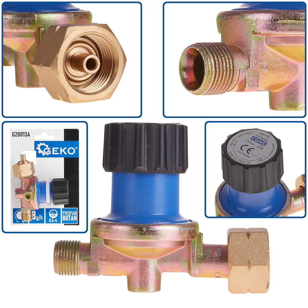 Propane/butane regulator with pressure adjustment 0.5-4 bar