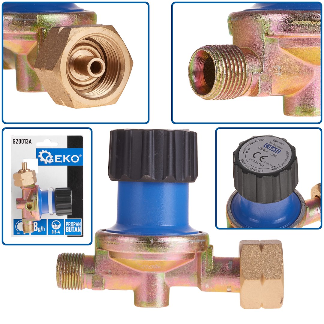 Propane/butane regulator with pressure adjustment 0.5-4 bar