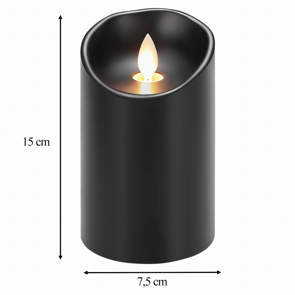 LED-küünlasisu väreleva leegi efektiga 15 cm RC-K-1839