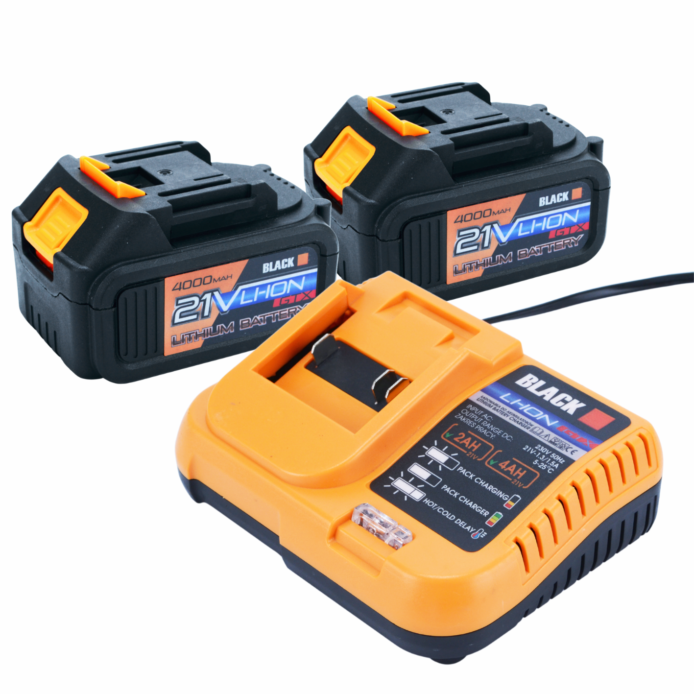 MEGA 21V juhtmevaba 3-ühes haamer, mutrivõti ja lihvmasina komplekt 2x 4Ah akuga – Black