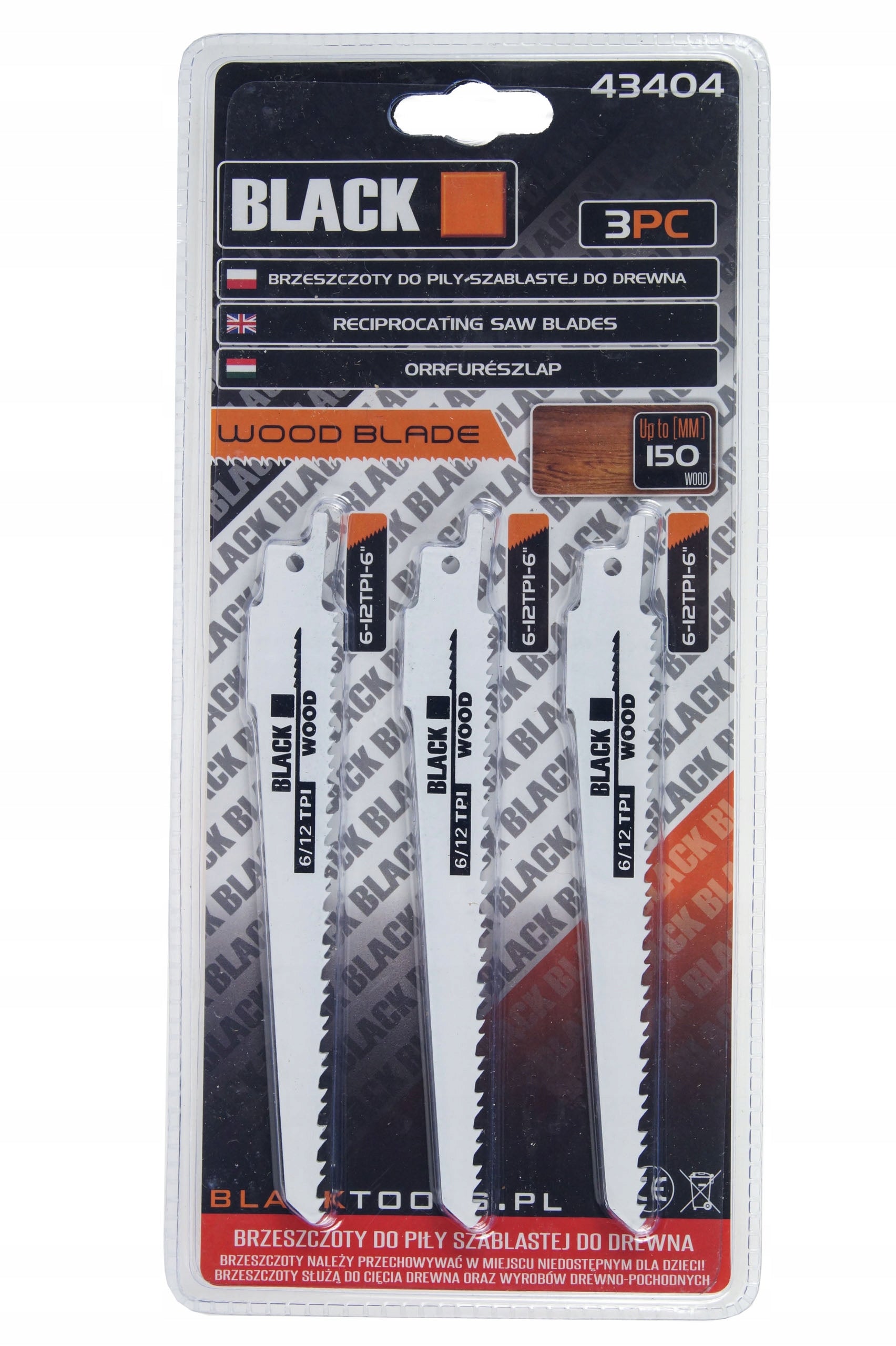 Fox Tail Reciprocating Saw Blades 3 pcs for 13mm Handle, Black