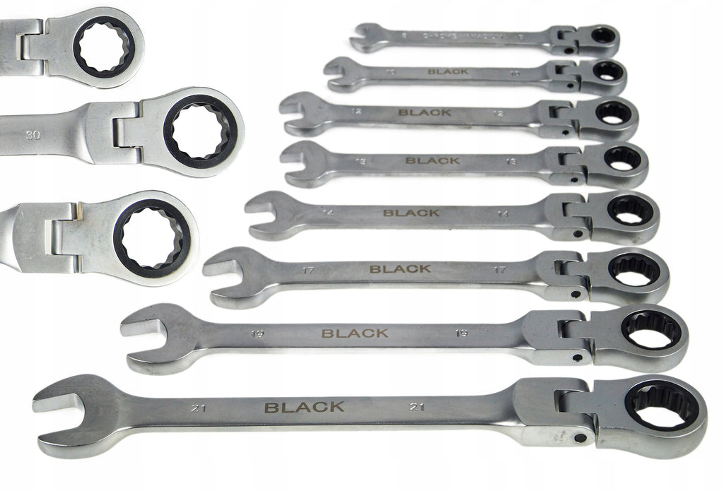 Set of 13 Combination Ratchet Wrenches 8-32mm Black