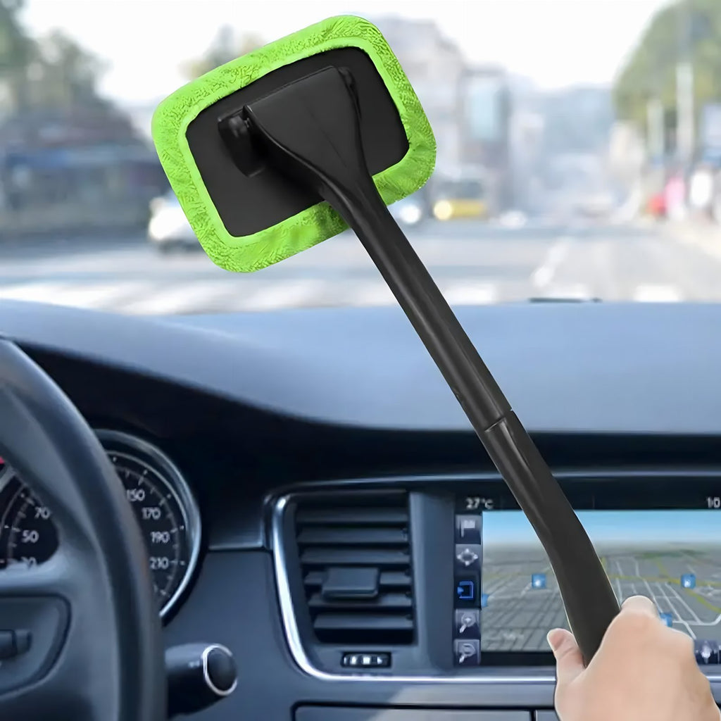 Auto ja koduakna puhastushari mikrokiu ja pika varrega