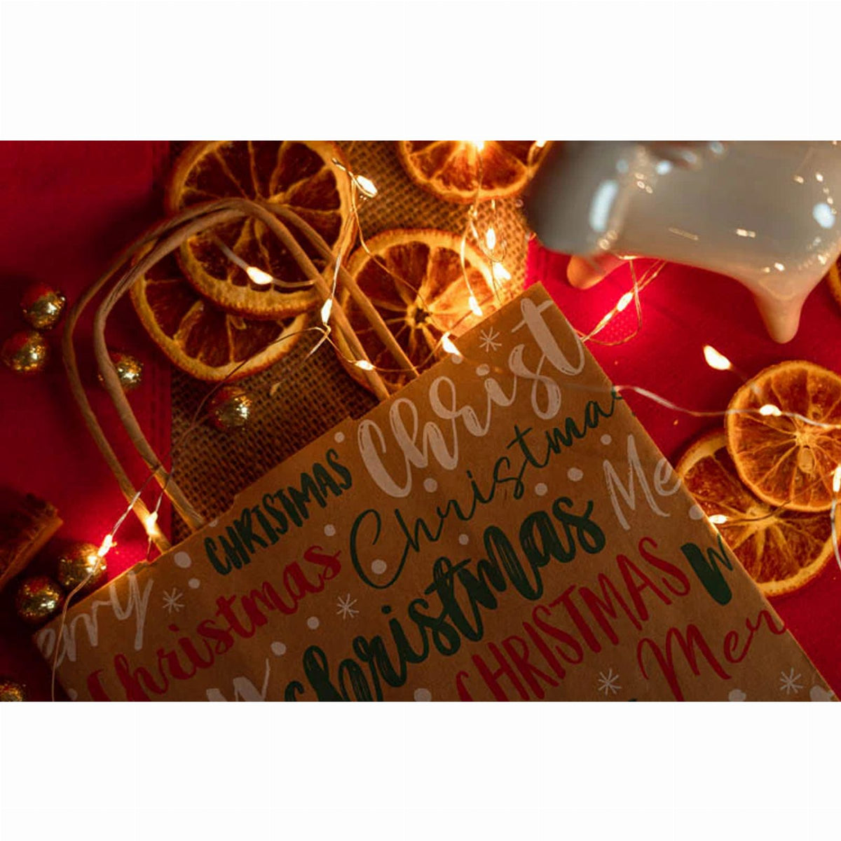 Beige Merry Christmas Gift Bags 25 pcs