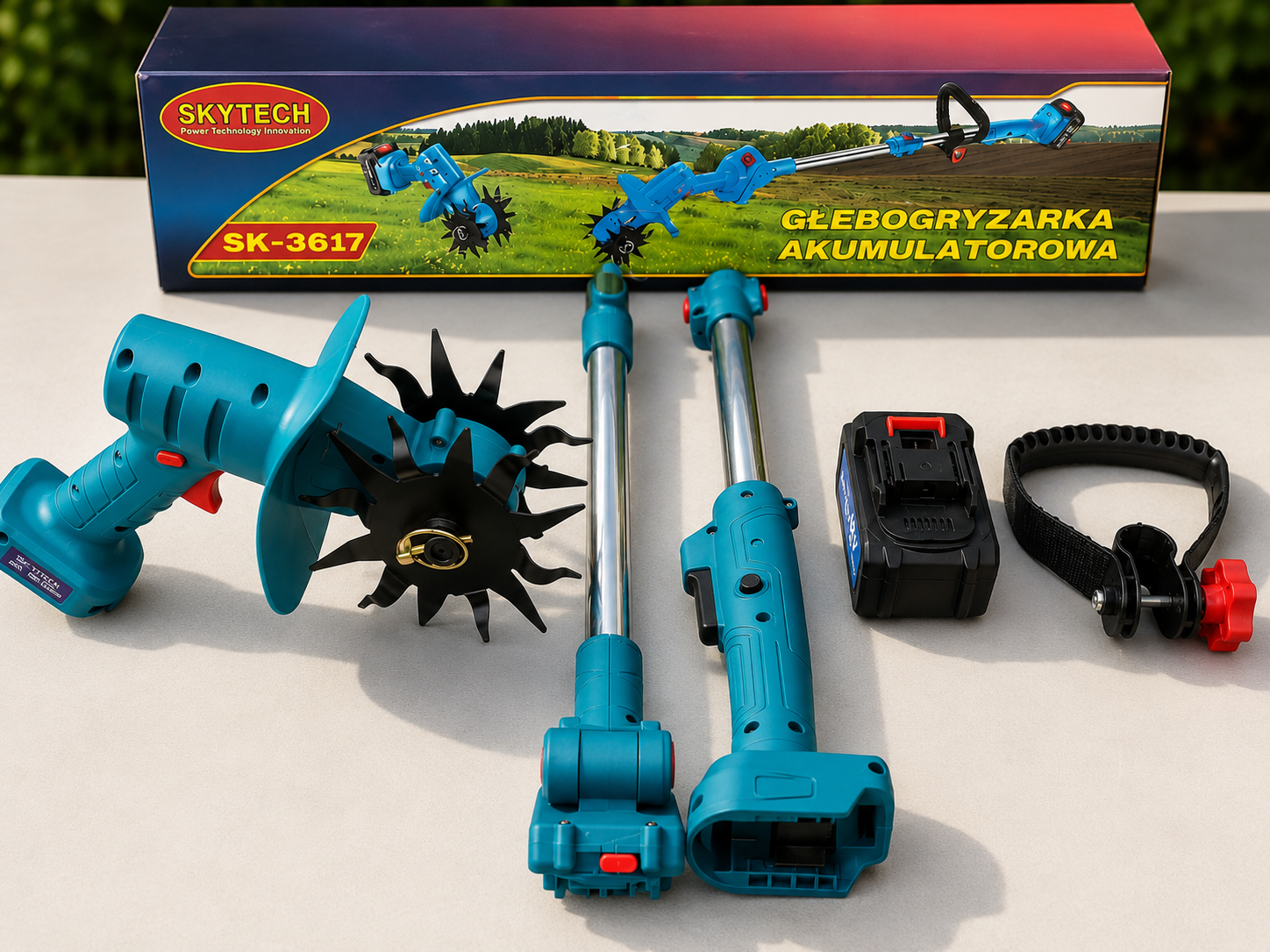Akutoitega aiakultivaator SKYTECH SK-3617, 200 mm, 280 p/min, 2 × 48 V akut SK-3167