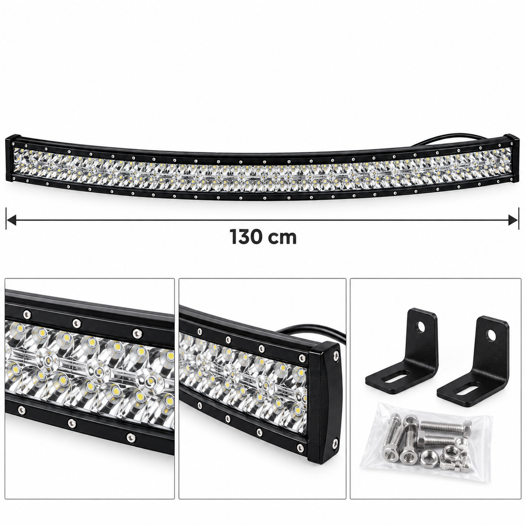 Y1724 1200W LED Car Light Bar 130cm – Curved Aluminium Off-Road Light
