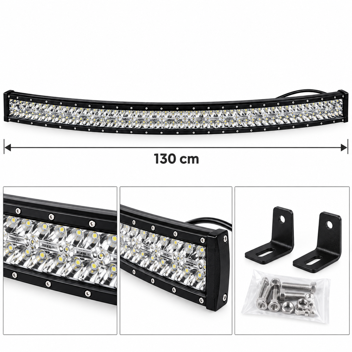 Y1724 1200W LED Car Light Bar 130cm – Curved Aluminium Off-Road Light