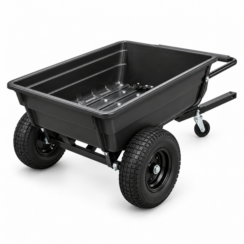 META-PRO GY9024 black garden trailer rear three-quarter view
