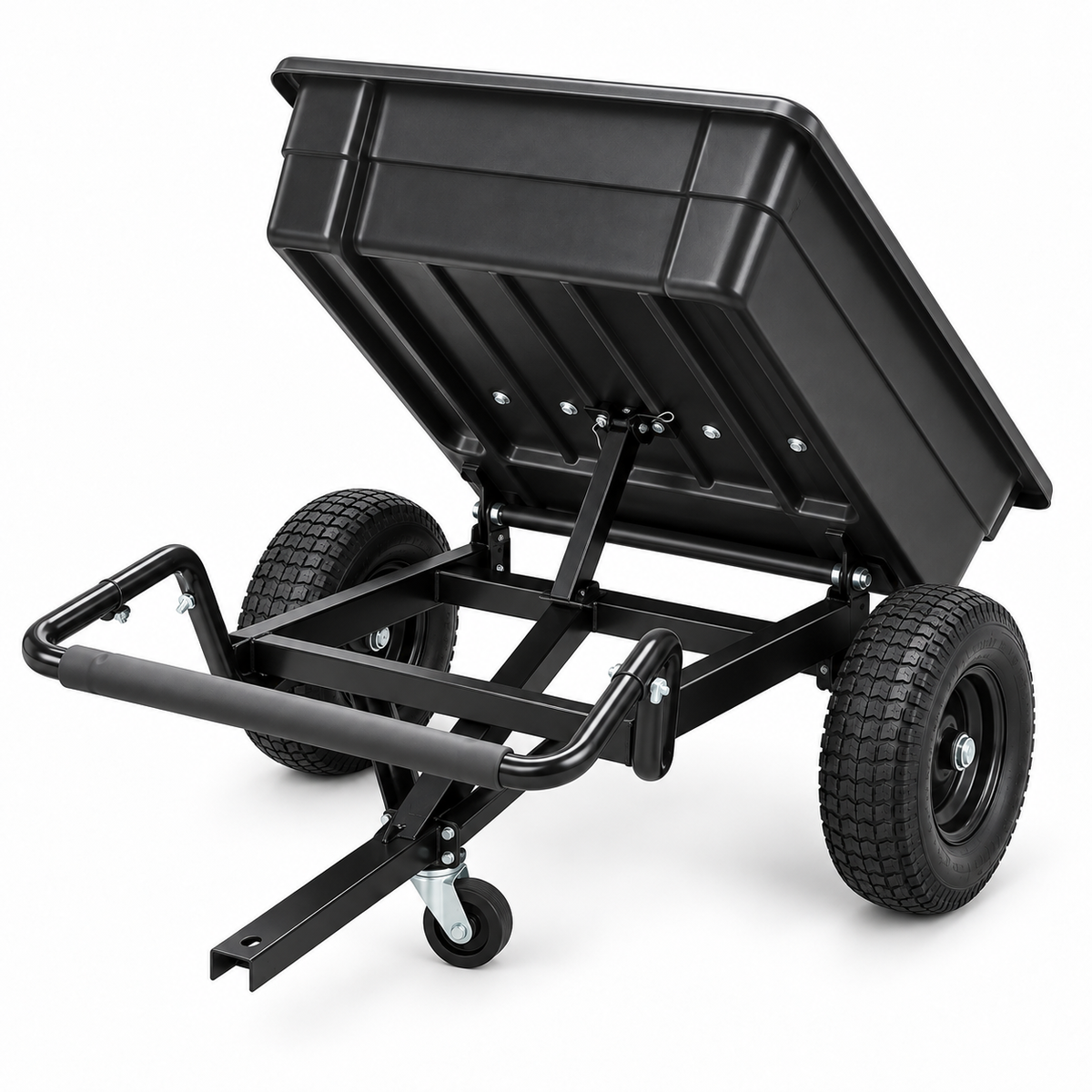 META-PRO GY9024 garden tractor trailer in tipping position
