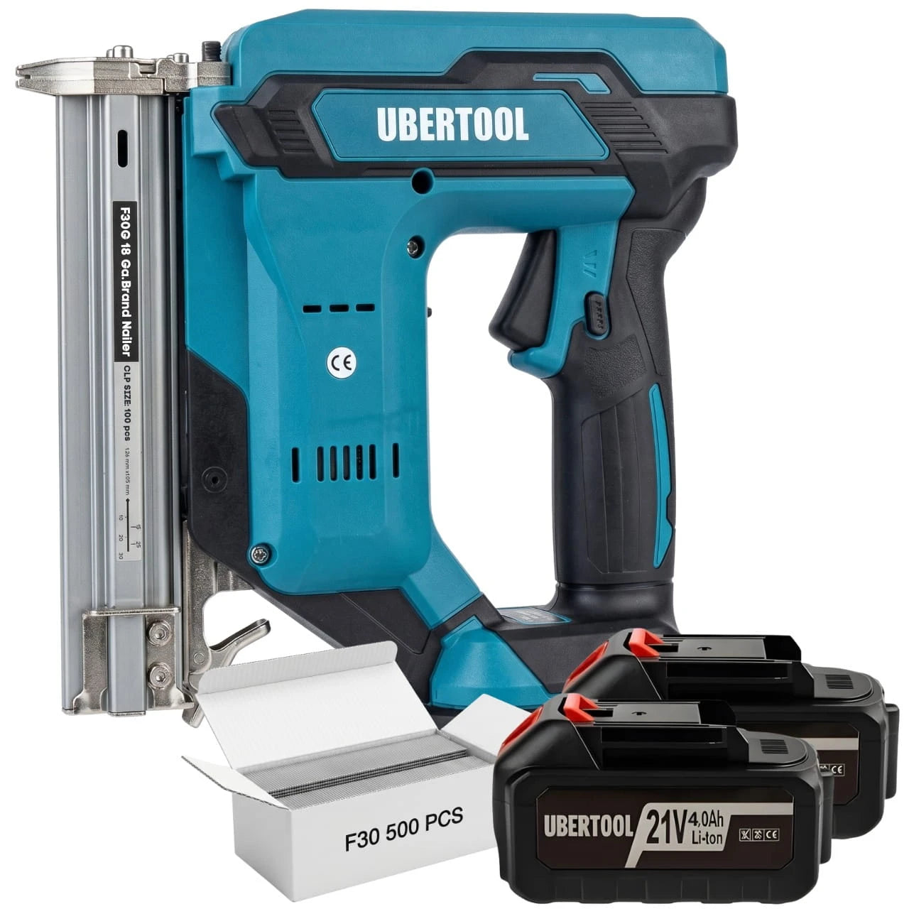 UBERTOOL 21 V juhtmeta naelapüstol 2 × 4 Ah aku, 500 naela ja kandekohvriga Z1066