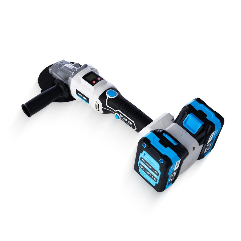 META-PRO akuga nurklihvija 125 mm, 2 × 21 V 4 Ah aku ja 10 kettaga Z1075