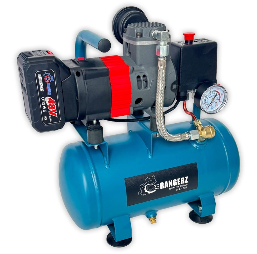 RANGERZ Juhtmeta õlivaba õhukompressor 6L | Harjadeta mootor | 8 Bar | 2 × 48V 5.0Ah akud