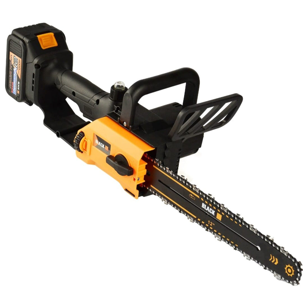 BLACK 53743 Cordless Chainsaw 21V 12" 30cm Brushless – 2× 4.0Ah Batteries