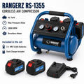 RANGERZ RS-1355 akuga õhukompressor – 9L | 8 Bar | 2× 48V 5.0Ah akut | harjadeta mootor