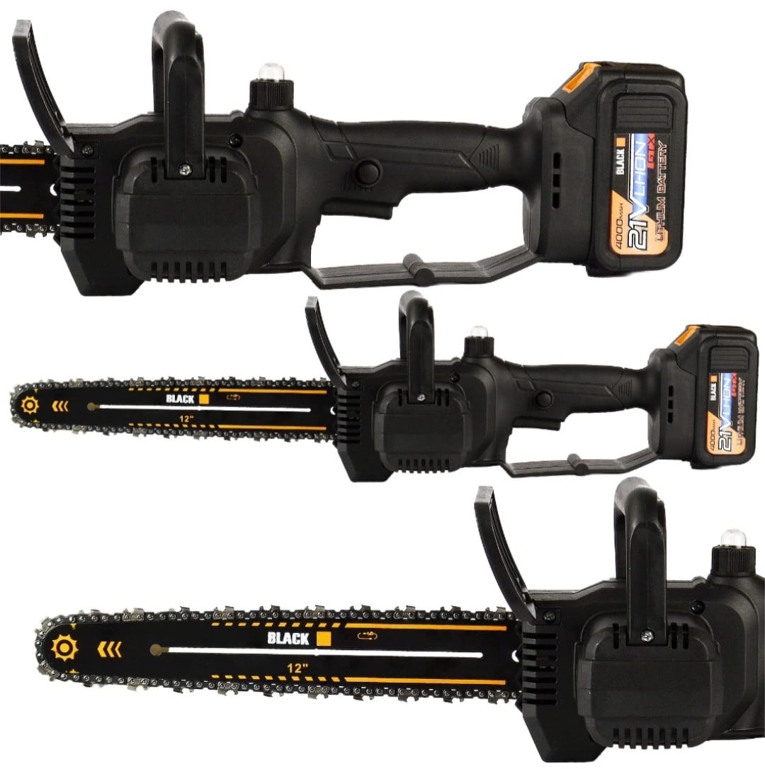 BLACK 53743 Cordless Chainsaw 21V 12" 30cm Brushless – 2× 4.0Ah Batteries