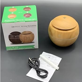 Mini Wood-Effect Humidifier & Aroma Diffuser with LED Ambient Light (VB4)