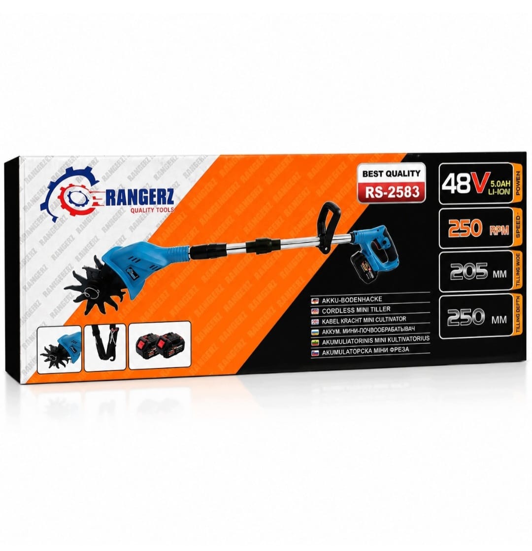 RANGERZ akutoitega aiakultivaator 48 V, 2 × 5,0 Ah RS-2583