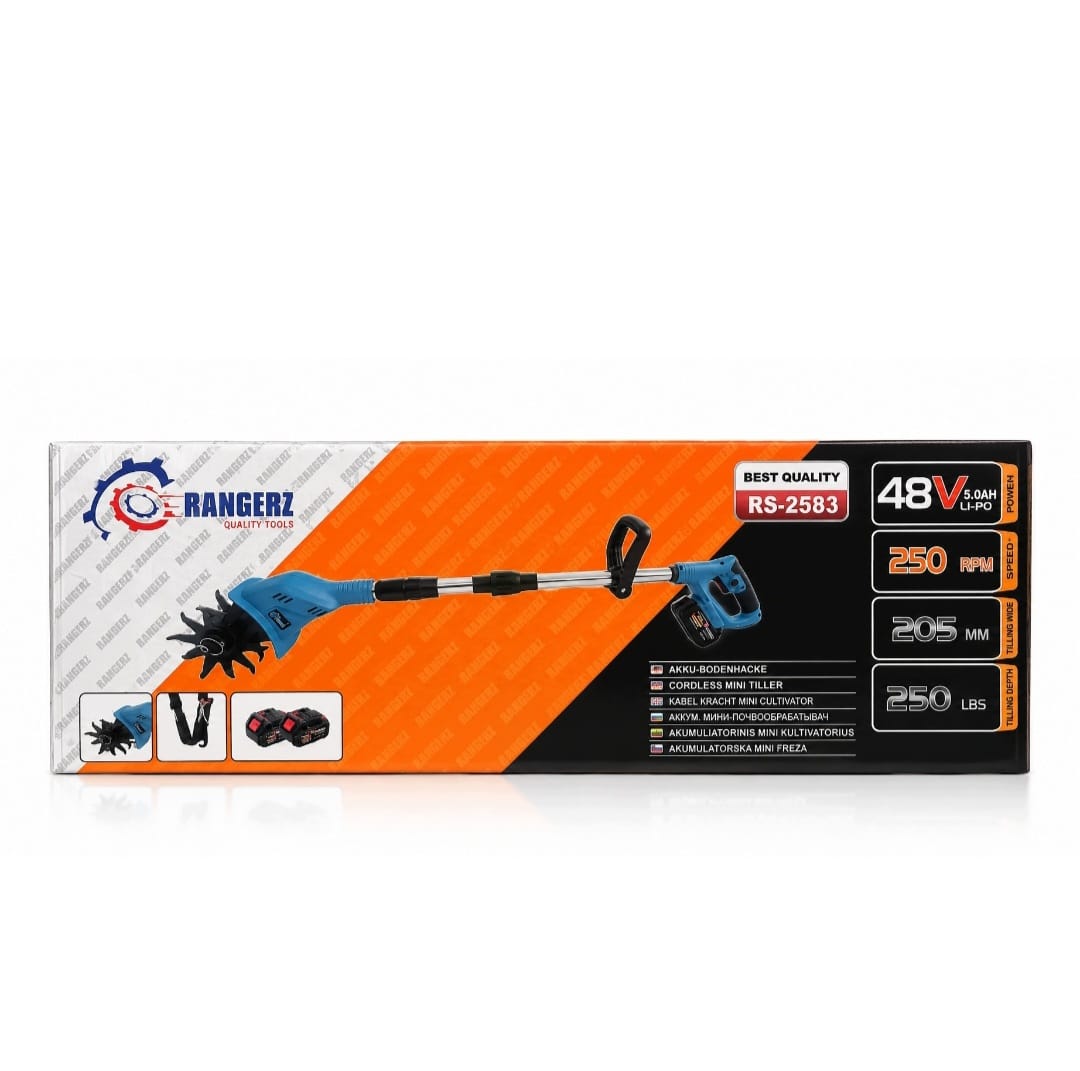 RANGERZ akutoitega aiakultivaator 48 V, 2 × 5,0 Ah RS-2583