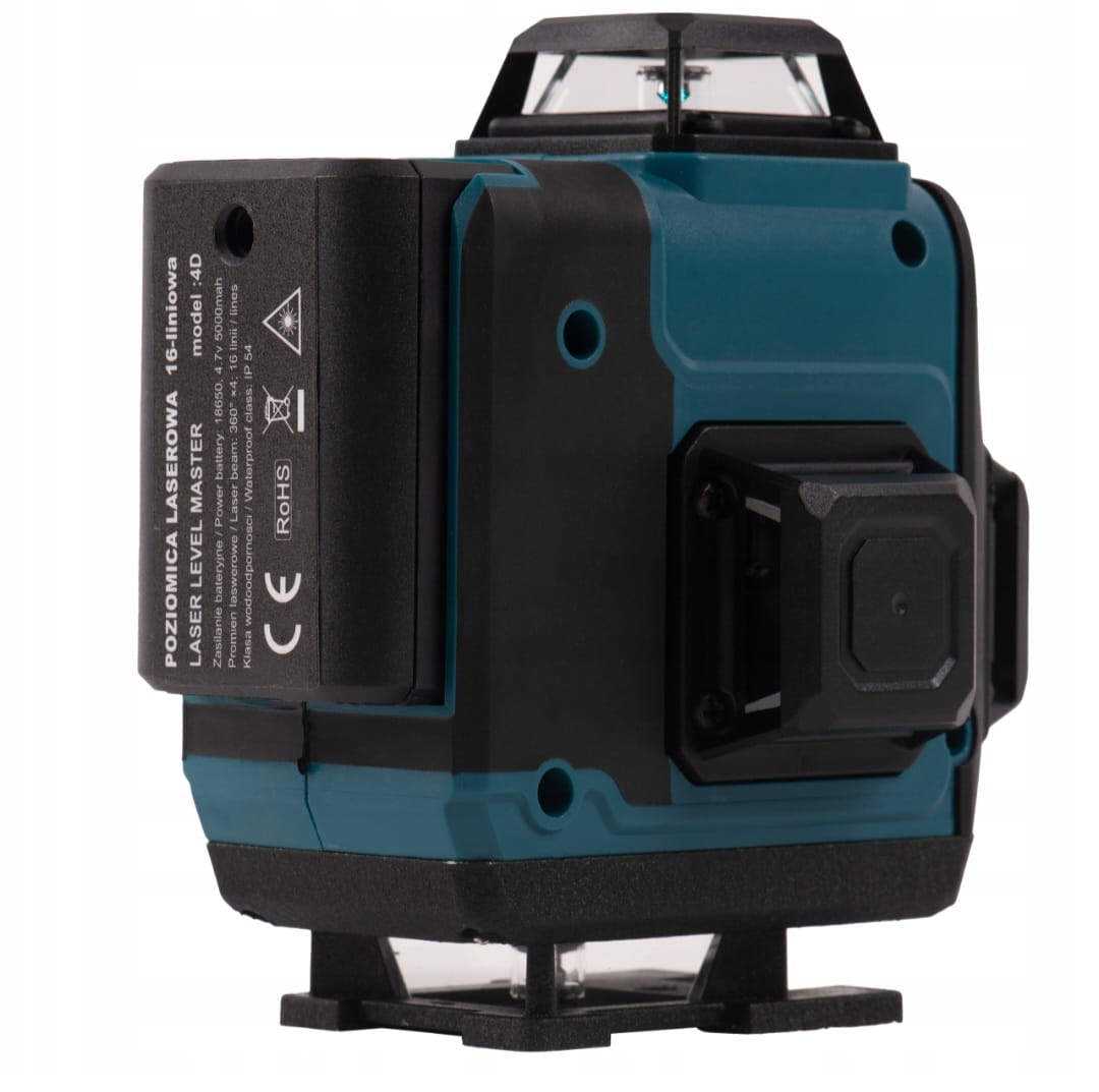 4D Cross Laser Level 16 Lines 360° Green Beam 25m + 2 Batteries, Remote & Case