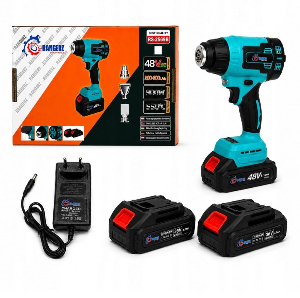 RANGERZ RS-2569A juhtmeta kuumaõhupuhur 900 W 36 V 550 °C 2 aku ja kohvriga RS-2569B