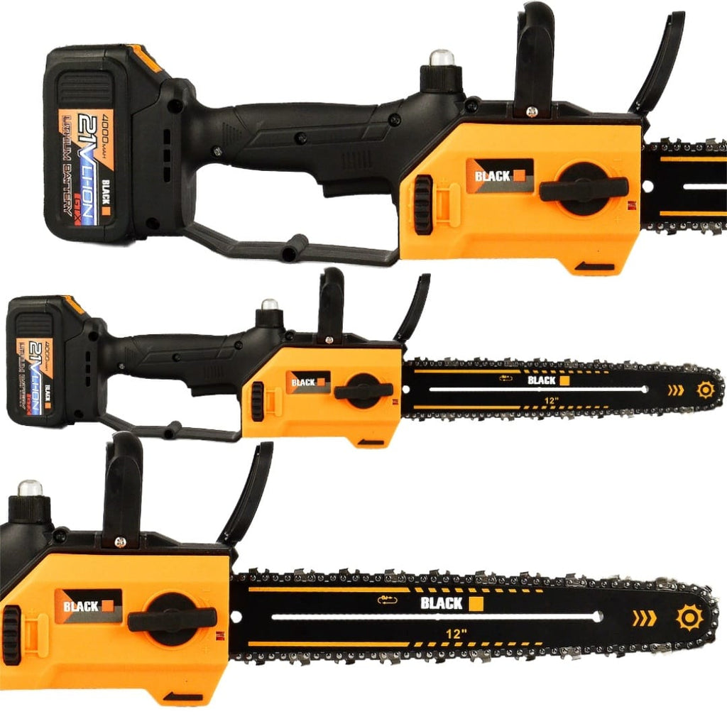BLACK 53743 Cordless Chainsaw 21V 12" 30cm Brushless – 2× 4.0Ah Batteries
