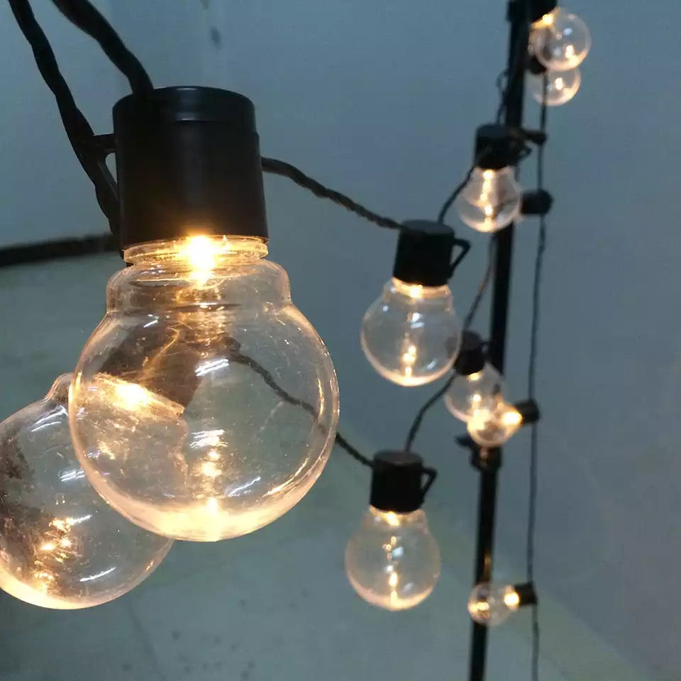 Päikeseenergial töötav 20 LED-iga kerakujuline soojavalge välisvalgustuskett päikesepaneeliga JMD-1077 (VA4)