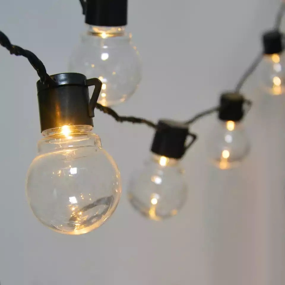 Päikeseenergial töötav 20 LED-iga kerakujuline soojavalge välisvalgustuskett päikesepaneeliga JMD-1077 (VA4)