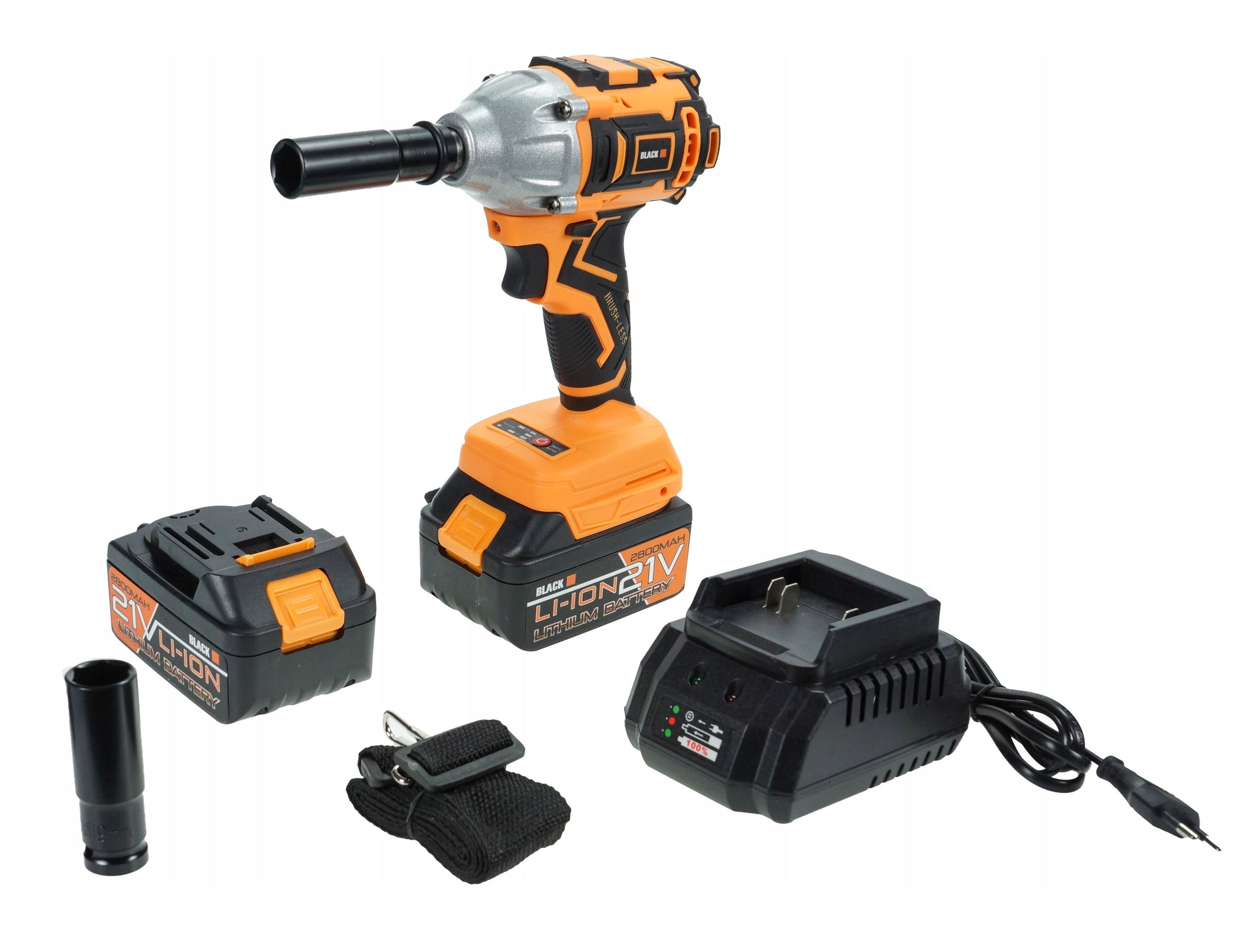 Juhtmeta löökmutrivõti 24V, 4Ah x2 akuga, Black, ratastele