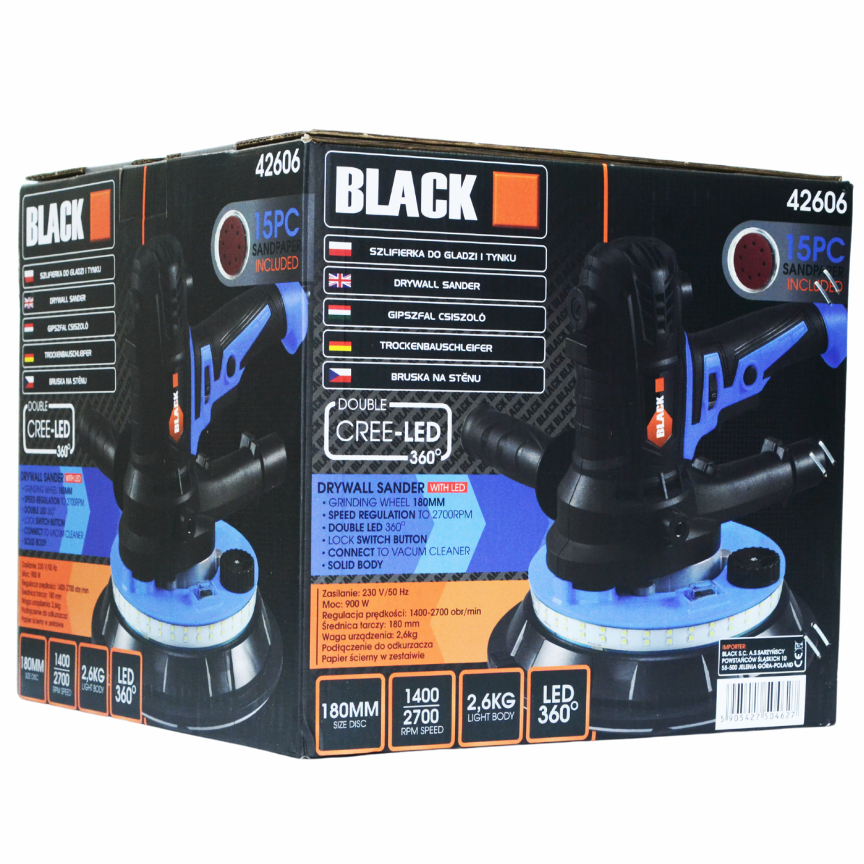 Krohvi siluv lihvmasin LED Black