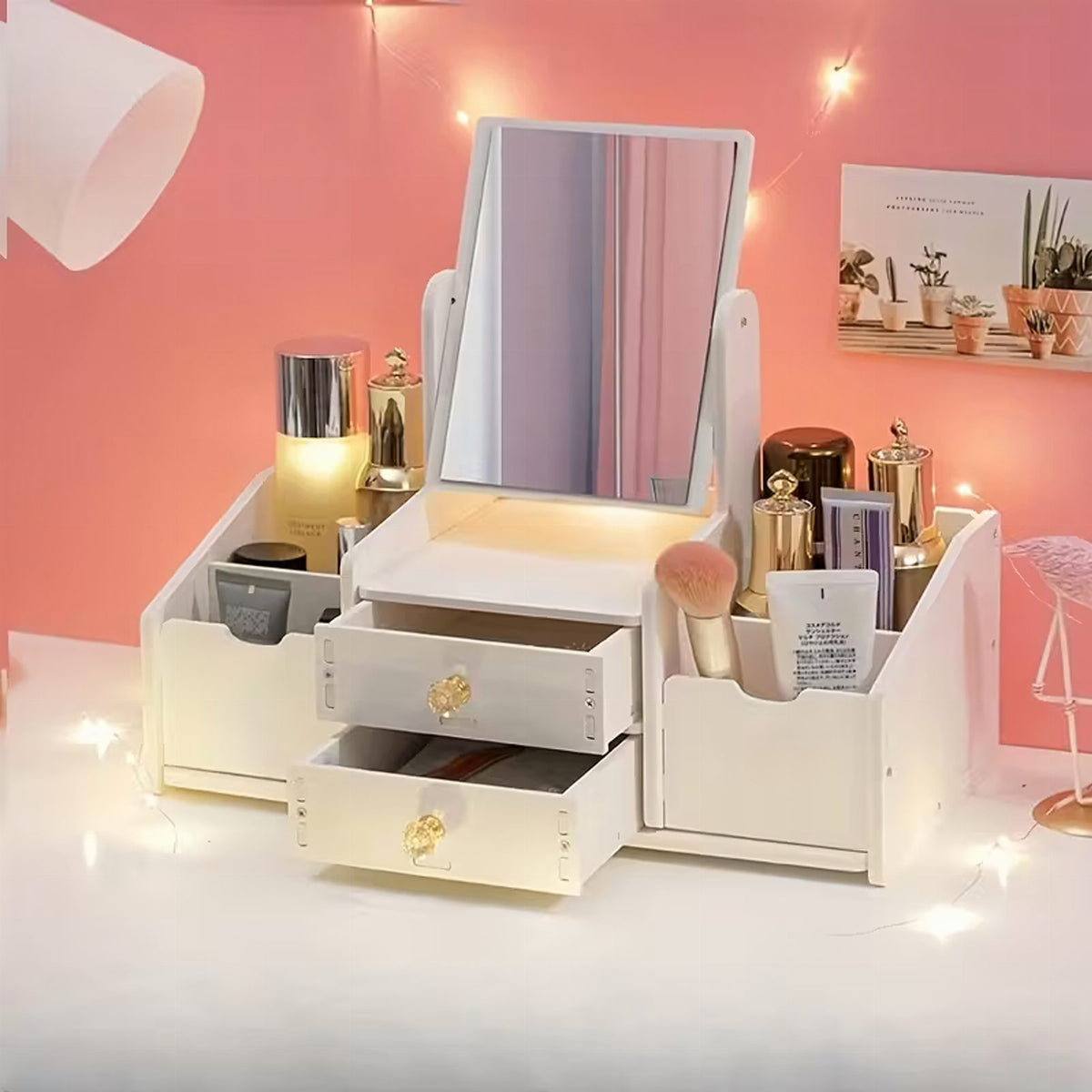 Glamour peegli ja kosmeetikaorganiseerijaga ehtekarp RC-K-2096