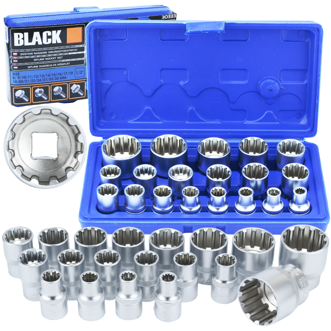 Set of 19 Spline Socket Wrenches 8-32 1/2" 30333