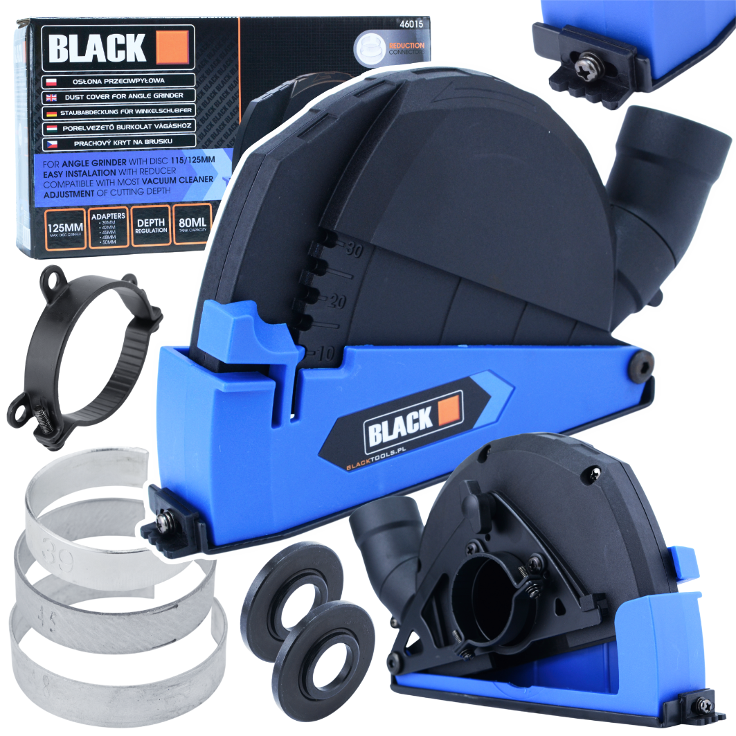 Tolmuärastuskatte 115/125 mm nurklihvmasinatele koos adapteritega